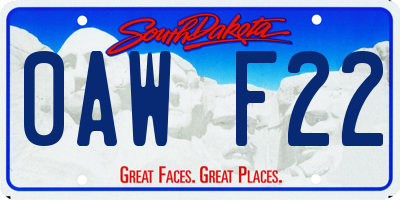 SD license plate 0AWF22