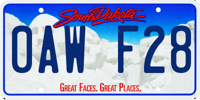 SD license plate 0AWF28