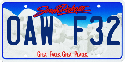 SD license plate 0AWF32