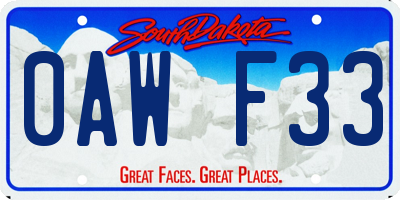 SD license plate 0AWF33