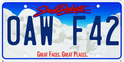 SD license plate 0AWF42