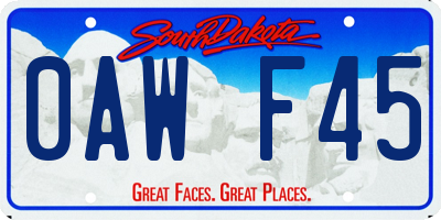 SD license plate 0AWF45