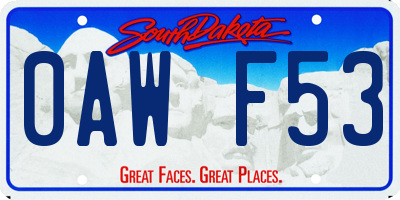 SD license plate 0AWF53