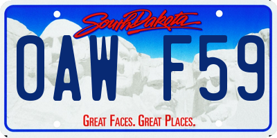 SD license plate 0AWF59