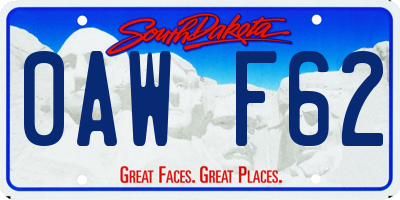 SD license plate 0AWF62