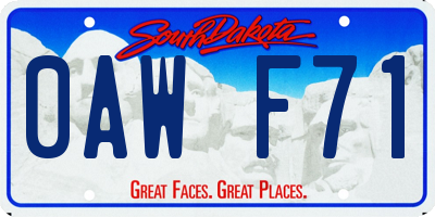 SD license plate 0AWF71