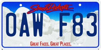 SD license plate 0AWF83