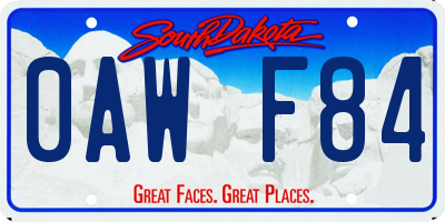 SD license plate 0AWF84