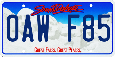 SD license plate 0AWF85