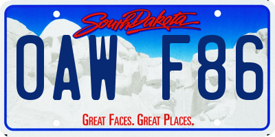 SD license plate 0AWF86
