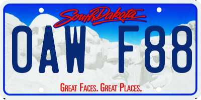 SD license plate 0AWF88