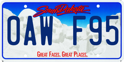 SD license plate 0AWF95