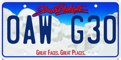 SD license plate 0AWG30