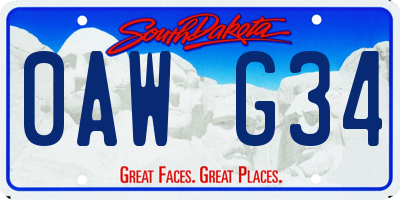 SD license plate 0AWG34