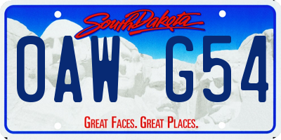 SD license plate 0AWG54