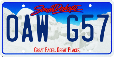 SD license plate 0AWG57