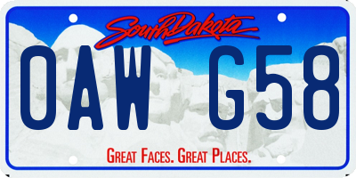 SD license plate 0AWG58