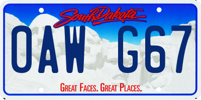 SD license plate 0AWG67