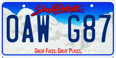 SD license plate 0AWG87