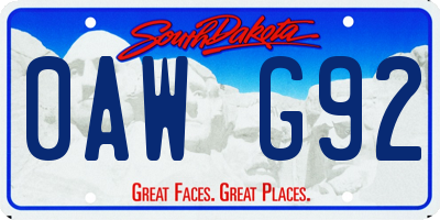 SD license plate 0AWG92