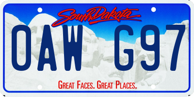 SD license plate 0AWG97