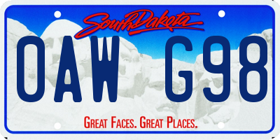 SD license plate 0AWG98