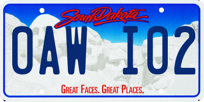 SD license plate 0AWI02
