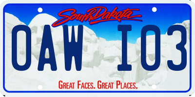 SD license plate 0AWI03