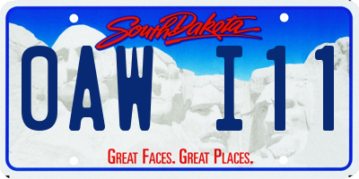 SD license plate 0AWI11