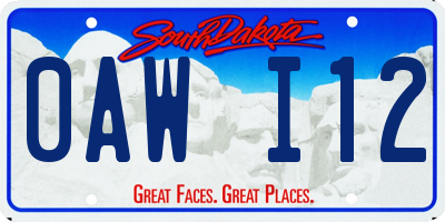 SD license plate 0AWI12