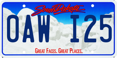 SD license plate 0AWI25