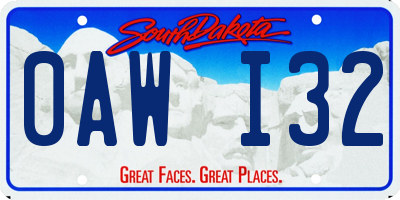 SD license plate 0AWI32