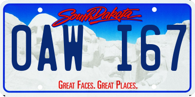 SD license plate 0AWI67