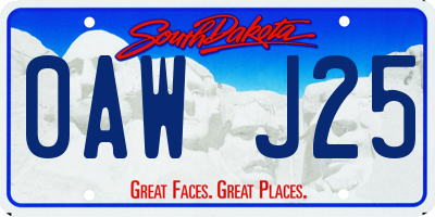 SD license plate 0AWJ25