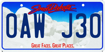 SD license plate 0AWJ30