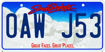SD license plate 0AWJ53