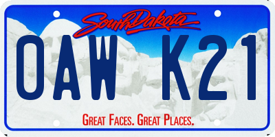 SD license plate 0AWK21