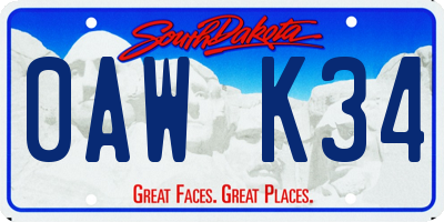 SD license plate 0AWK34