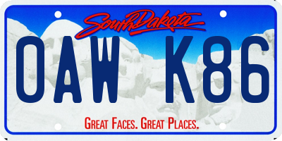 SD license plate 0AWK86