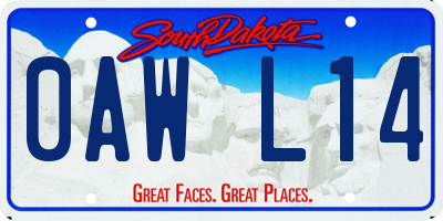 SD license plate 0AWL14