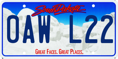 SD license plate 0AWL22