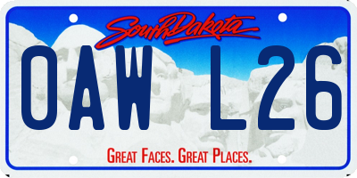 SD license plate 0AWL26