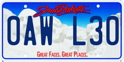 SD license plate 0AWL30