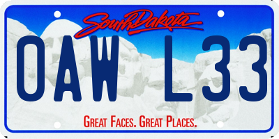 SD license plate 0AWL33