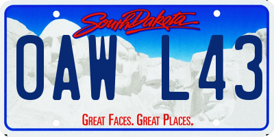 SD license plate 0AWL43