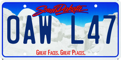 SD license plate 0AWL47
