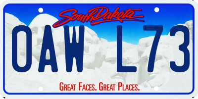 SD license plate 0AWL73
