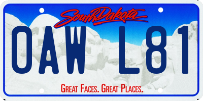 SD license plate 0AWL81