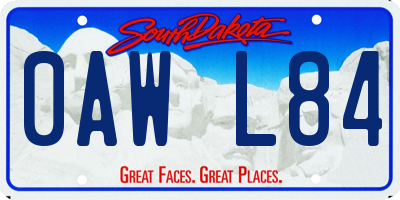 SD license plate 0AWL84