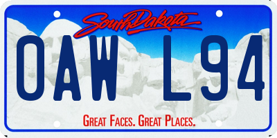 SD license plate 0AWL94